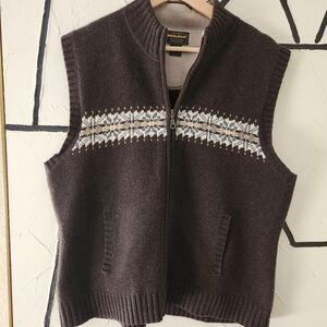 Vintage Woolrich Women's Carob Grandpa Wool Sweater Vest Size XL